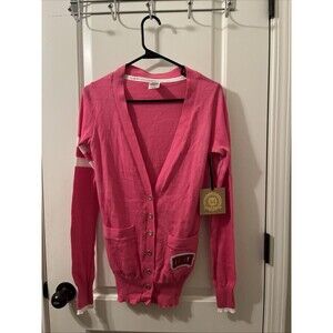 University Of Nevada Las Vegas UNLV Women's Cardigan Sweater Size S Pink White